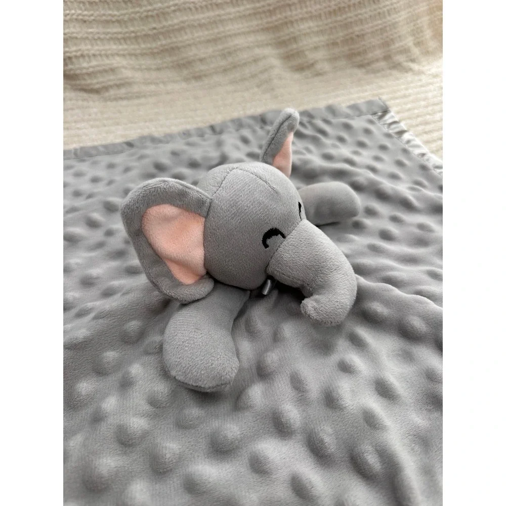 Pro Goleem Elephant Lovey Security Blanket 16x16 Gray Plush Stuffed Animal Toy‎